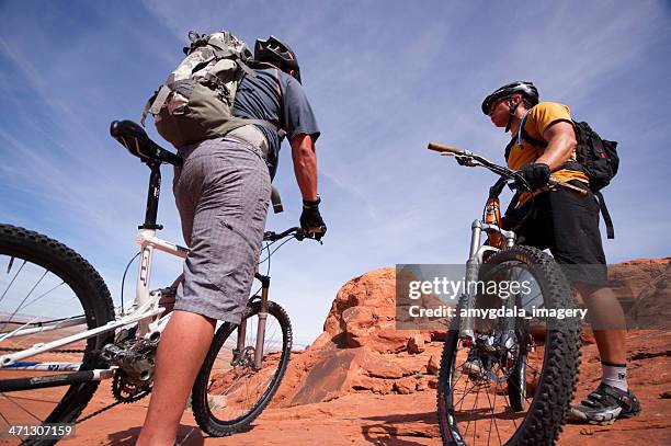 mountain bikers - san rafael desert stock pictures, royalty-free photos & images