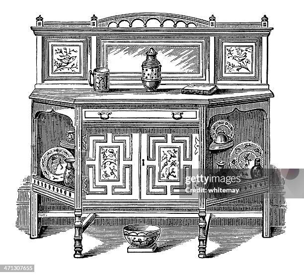 verzierten viktorianischen anrichte - anrichte stock-grafiken, -clipart, -cartoons und -symbole