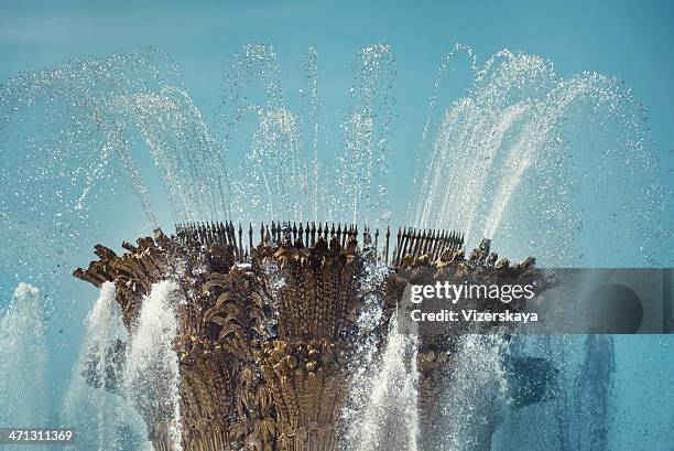 la fuente "amistad de las naciones unidas'en moscú - friendship of nations fountain fotografías e imágenes de stock