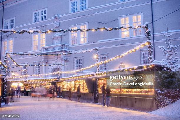 christmas market in europe - salzburg stock pictures, royalty-free photos & images