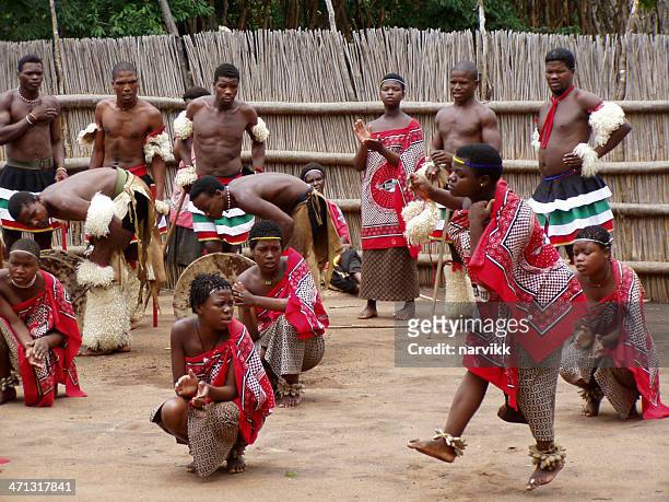 swazi people performing traditional tribal dance - african music stock pictures, royalty-free photos & images