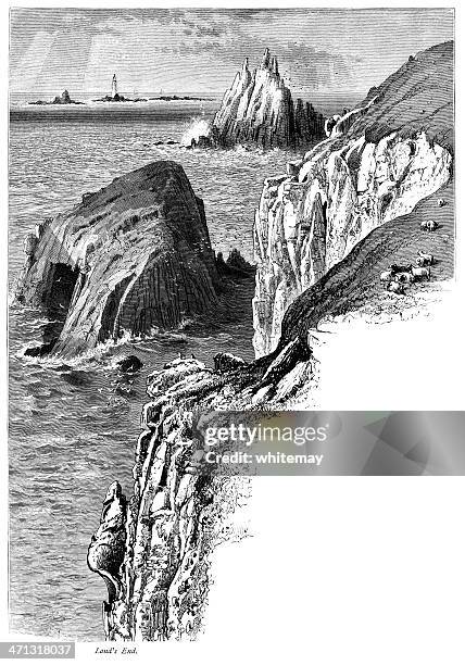 land's end, cornwall, england - penwith peninsula stock illustrations