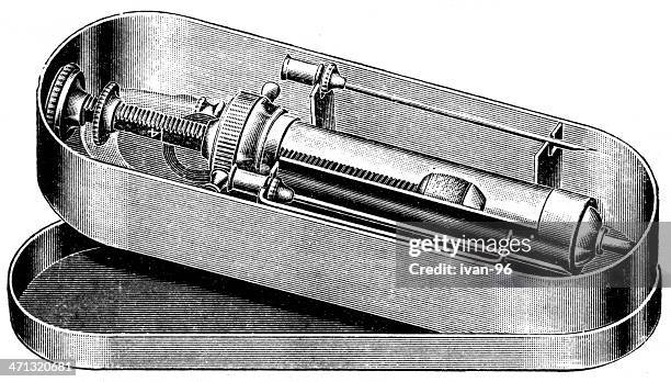 syringe - old fashioned doctor stock illustrations