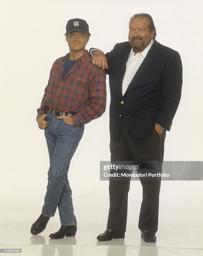 Terence Hill smiling beside Bud Spencer