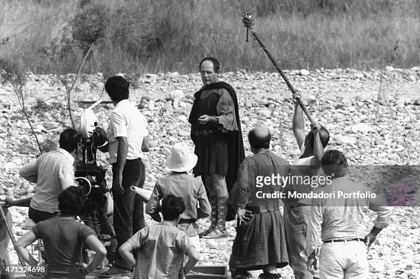 Italian actor Ruggero Mastroianni acting on the set of the film Scipio the African. Rome, 1971
