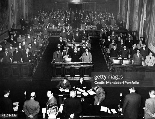 The President of the Sicilian Regional Assembly Ferdinando Stagno D'Alcontres chairing the commemorative ceremony for the deputy Enrico La Loggia in...