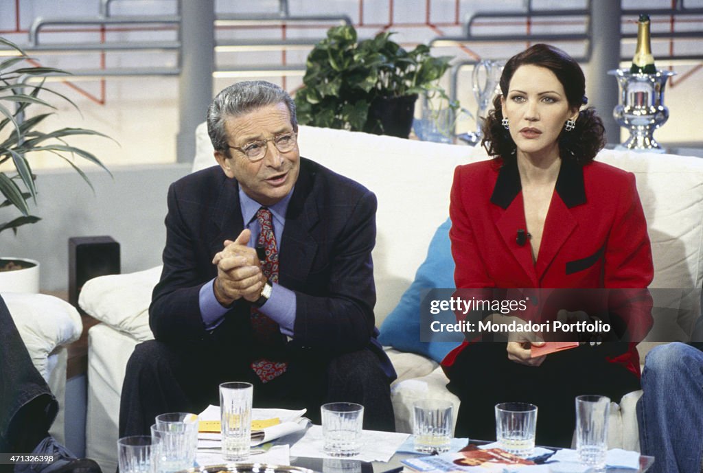 Italian TV host and journalist Luciano Rispoli and Dominican model ...