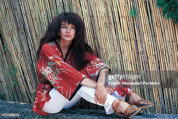 The British singer Kate Bush, pose for a photo shoot. Italy 1978