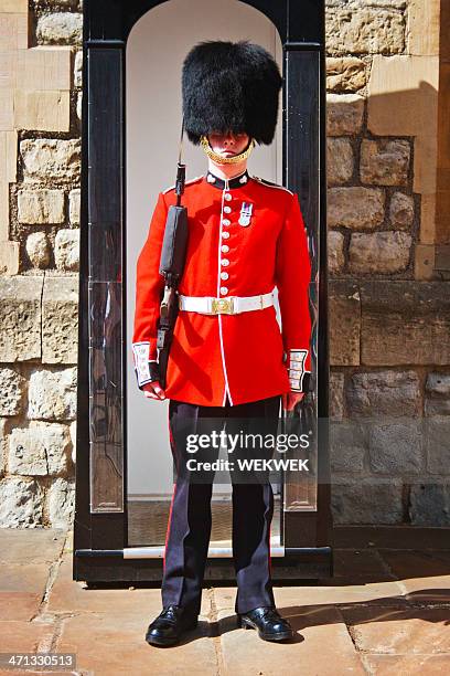 queen's guard, london, england - ehrengarde stock-fotos und bilder