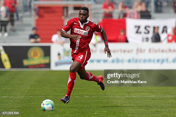 Ebewa Yam Mimbala of Cottbus runs with the ball during the third league match between FC Energie Cottbus and SV Stuttgarter Kickers at Stadion der...