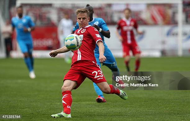 Robin Szarka of Cottbus runs with the ball during the third league match between FC Energie Cottbus and SV Stuttgarter Kickers at Stadion der...