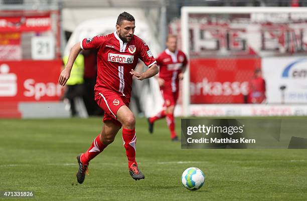 Torsten Mattuschka of Cottbus runs with the ball during the third league match between FC Energie Cottbus and SV Stuttgarter Kickers at Stadion der...