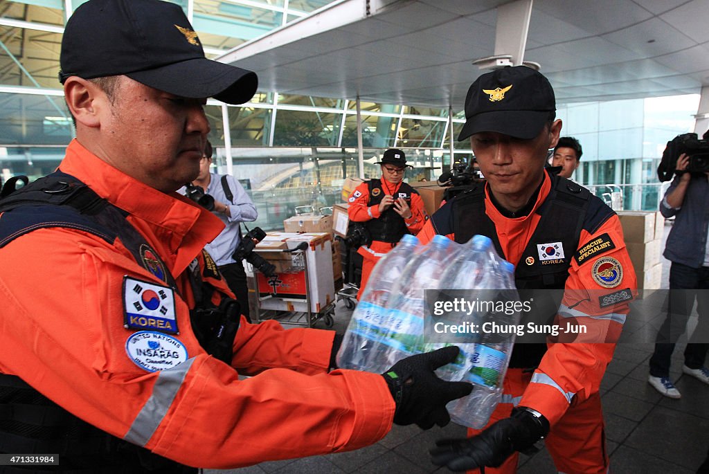 South Korean Rescue Team And Aid Workers Depart For Kathmandu Quake Site