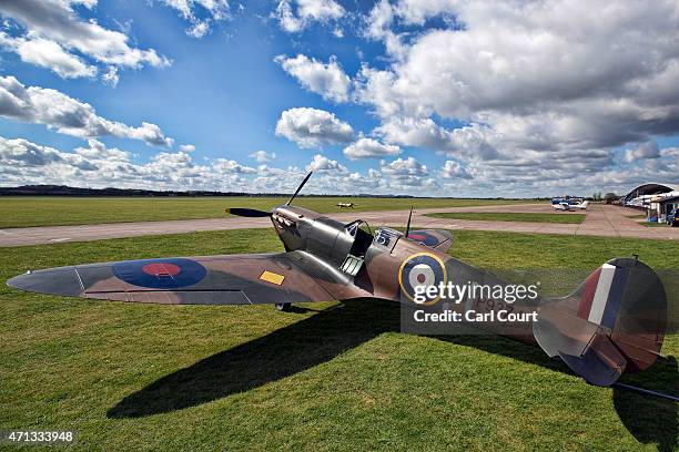 Restored Vickers Supermarine Spitfire Mk.1A on April 27, 2015 is pictured at Imperial War Museum Duxford in Cambridge, England. The Spitfire, one of...