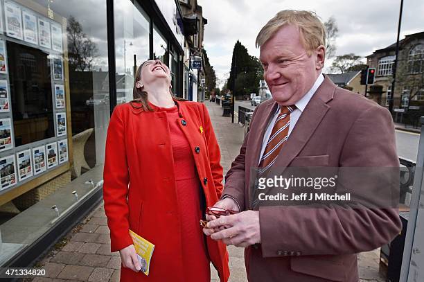Former Liberal Democrat leader Charles Kennedy campaigns with Business Minister Jo Swinson in East Dunbartonshire as the Lib Dem campaign gears up...