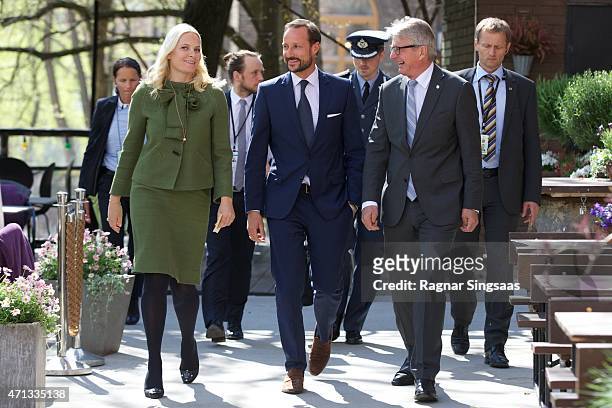 Crown Princess Mette-Marit of Norway, Crown Prince Haakon of Norway and Mayor of Oslo Fabian Stang attend the 25th anniversary of CICERO on April 27,...