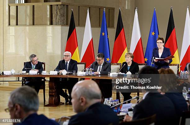 Warsaw, Poland Working session at 13th German-Polish Government Consultations with German Interior Minister Thomas de Maiziere, German Foreign...