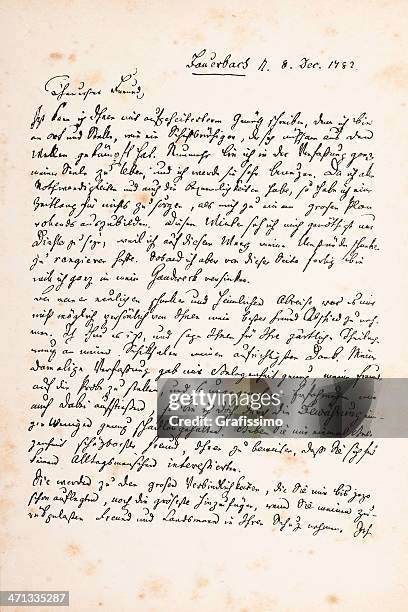 bildbanksillustrationer, clip art samt tecknat material och ikoner med engraving of handwritten letter from friedrich schiller 1782 - brev dokument