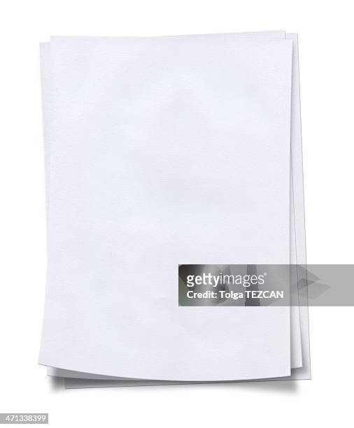stack of neat, fresh, blank white paper - newspaper stock pictures, royalty-free photos & images