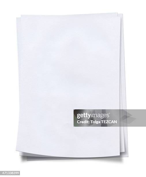 stack of neat, fresh, blank white paper - newspaper page stock pictures, royalty-free photos & images