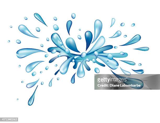 leuchtend blauem wasser planschen  - spritzendes wasser stock-grafiken, -clipart, -cartoons und -symbole