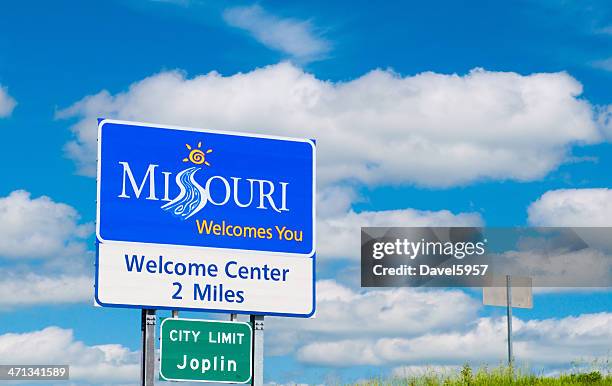 missouri welcome-segnale inglese - joplin foto e immagini stock