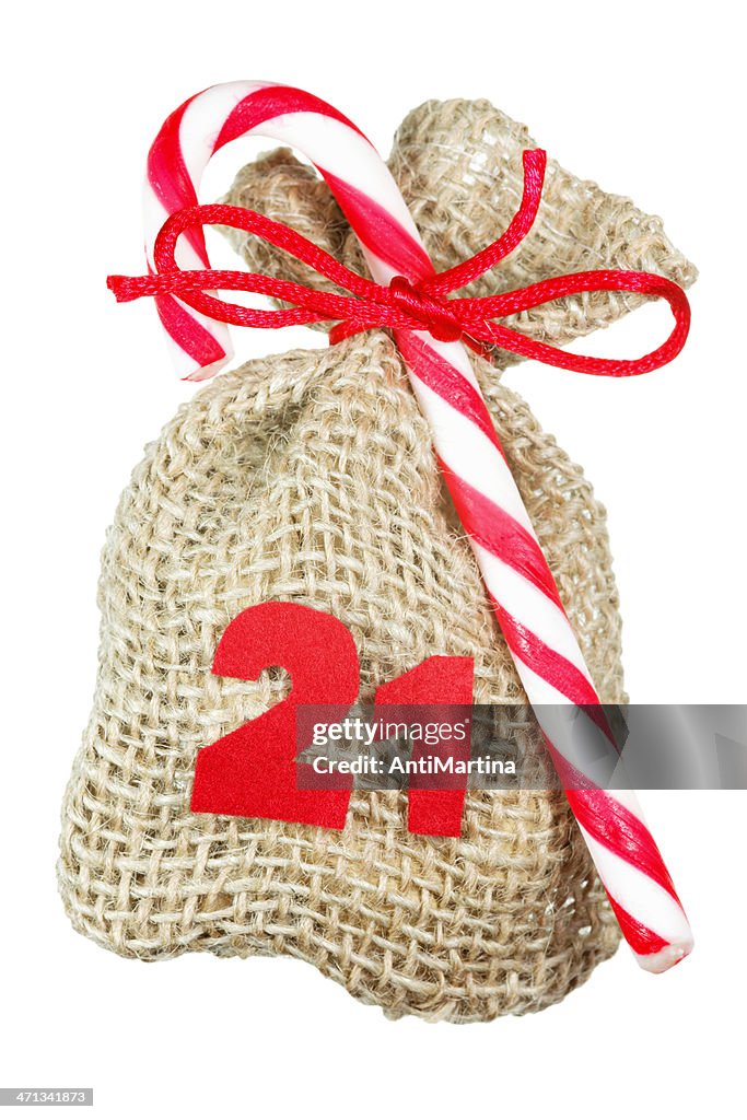 Christmas bag for advent calendar isolated on white