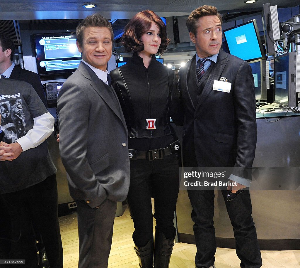 Robert Downey, Jr. And Jeremy Renner Join Marvel Entertainment Executives Ring The NYSE Opening Bell In Celebration Of "Marvel's Avengers: Age Of Ultron"