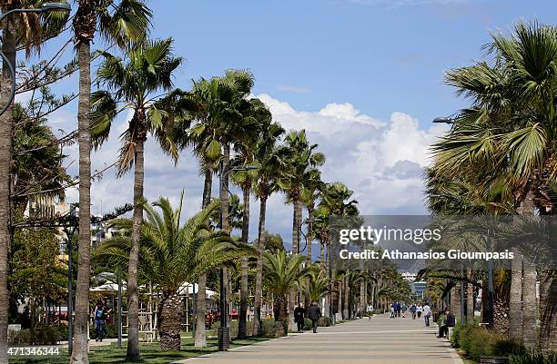 View of the Limassol coastal front and promenade on April 10, 2015 in Limassol, Cyprus. Limassolis located on the south coast of Cyprus. It is the...