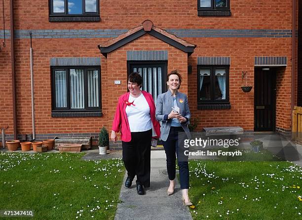 Justine Thornton , the wife of Ed Miliband, Leader of the Labour Party joins Stockton South candidate Louise Baldock campaigning on April 27, 2015 in...