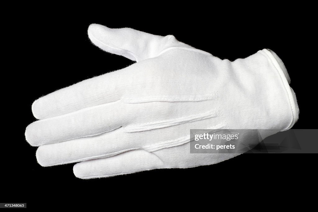 Weißer Handschuh schütteln