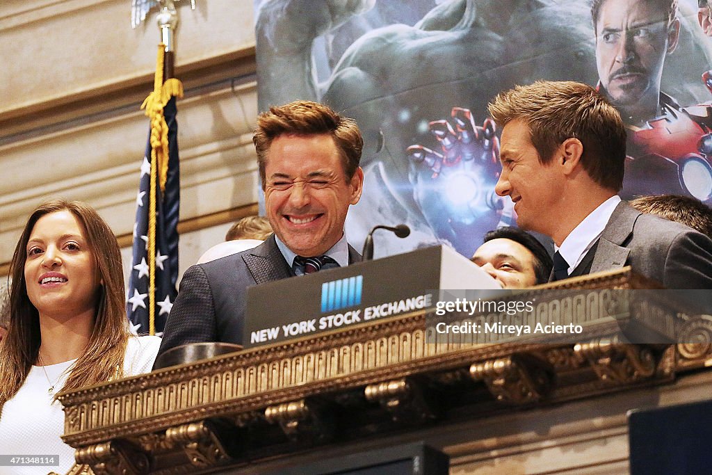 Robert Downey, Jr. And Jeremy Renner Join Marvel Entertainment Executives Ring The NYSE Opening Bell In Celebration Of "Marvel's Avengers: Age Of Ultron"