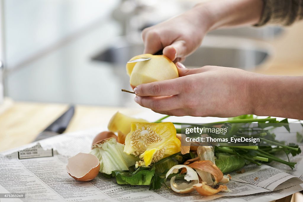 Close-Up of Peeling Apple.