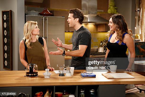 Tale of Two Hubbies" Episode 105 -- Pictured: Elisha Cuthbert as Lizzy, Nick Zano as Luke, Kelly Brook as Prudence --