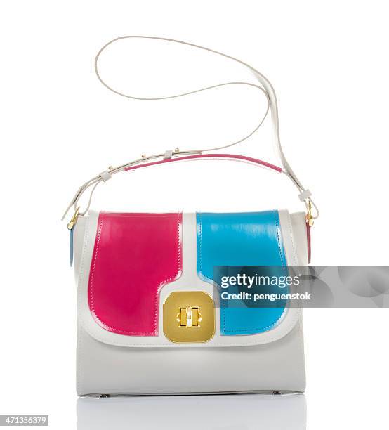 handbag - bright purses stock pictures, royalty-free photos & images