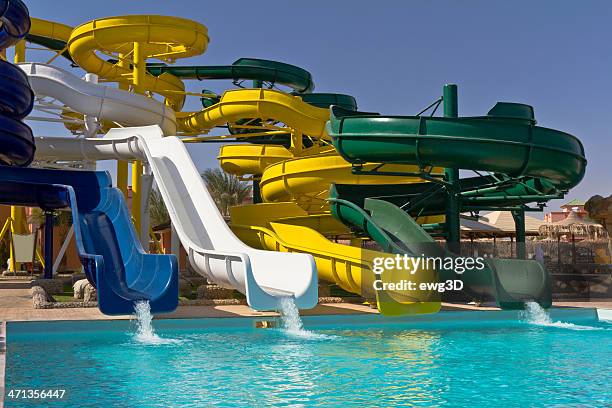 water park pipes - swimming tube stockfoto's en -beelden