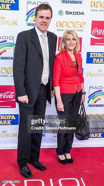 Martin Heuberger and his wife Beate Heuberger attends the Radio Regebenbogen Award Show 2015 at Europapark on April 24, 2015 in Rust, Germany.