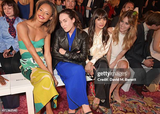 Malaika Firth, Tallulah Harlech, Zara Martin and Jade Williams aka Sunday Girl sit in the front row during the LDNY catwalk show and WIE Award gala...