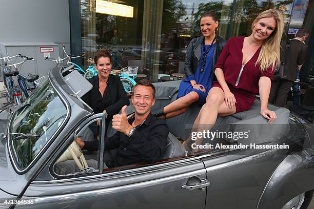 Philipp Kohlschreiber arrives with Katarina Witt , Simone Ballack and Magdalena Brzeska in a historical BMW car for the Iphitos Tennis Club 100 years...