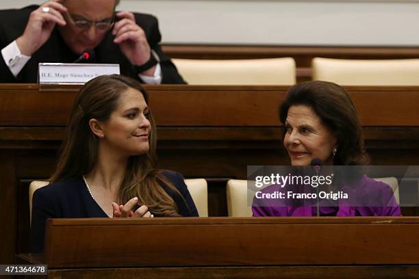 Princess Madeleine of Sweden and Queen Silvia of Sweden attend the seminar 'Trafficking with a Special Focus on Children' at the Pontifical Academy...