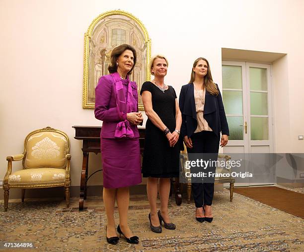 Queen Silvia of Sweden, Minister for Children, the Elderly and Gender Equality Ministry of Health and Social Affairs Asa Regner and Princess...