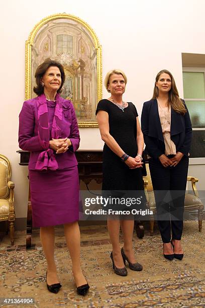 Queen Silvia of Sweden, Minister for Children, the Elderly and Gender Equality Ministry of Health and Social Affairs Asa Regner and Princess...
