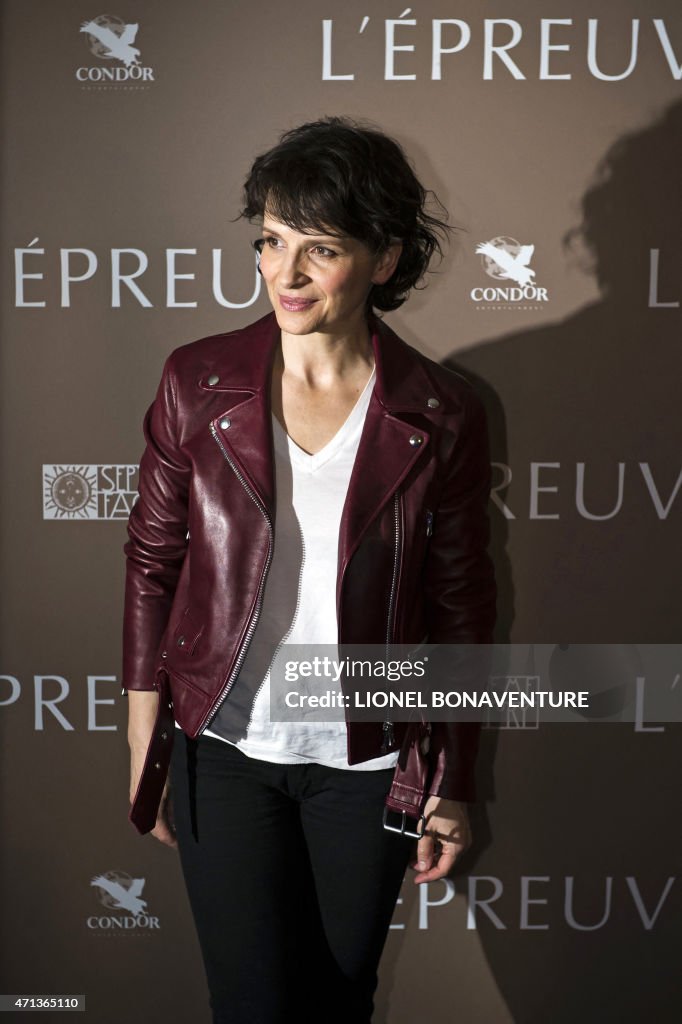 FRANCE-CINEMA-L'EPREUVE-BINOCHE