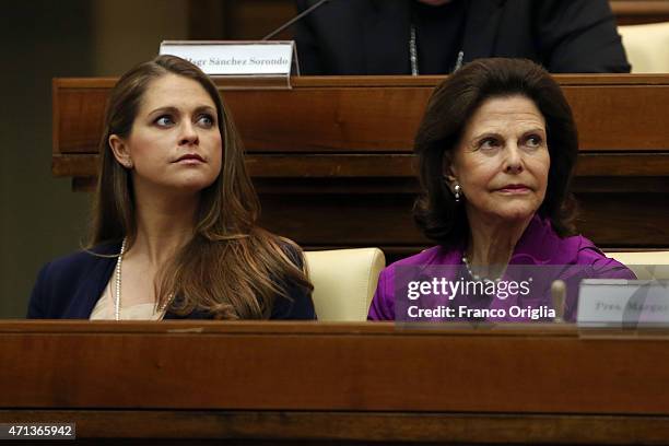 Princess Madeleine of Sweden and Queen Silvia of Sweden attend the seminar 'Trafficking with a Special Focus on Children' at the Pontifical Academy...