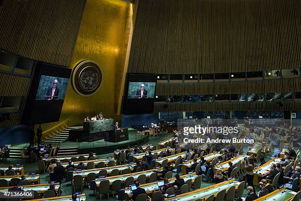 Secretary of State John Kerry speaks at the 2015 Review Conference of the Parties to the Treaty on the Non-Proliferation of Nuclear Weapons on April...