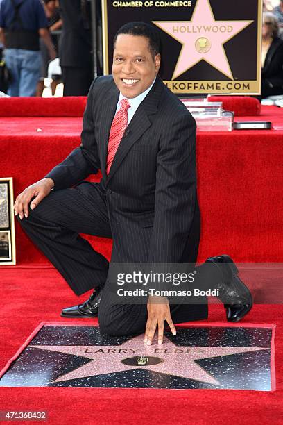 Radio Personality Larry Elder is honored with a star on the Hollywood Walk Of Fame on April 27, 2015 in Hollywood, California.