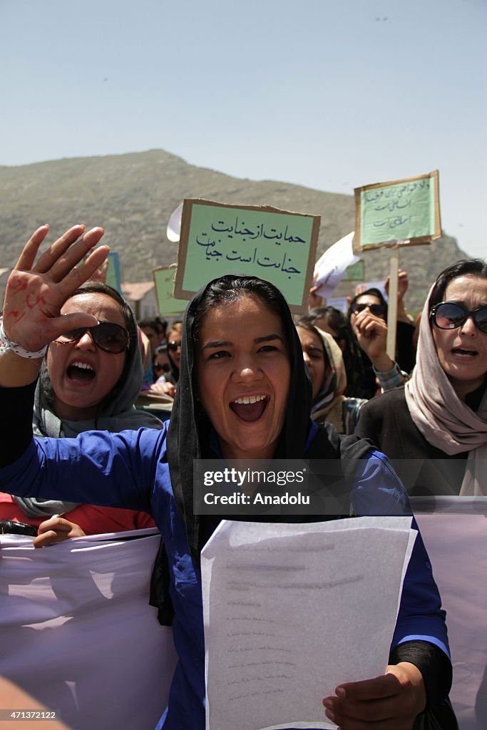 Protest demanding justice for Afghan woman Farkhunda woman in Kabul