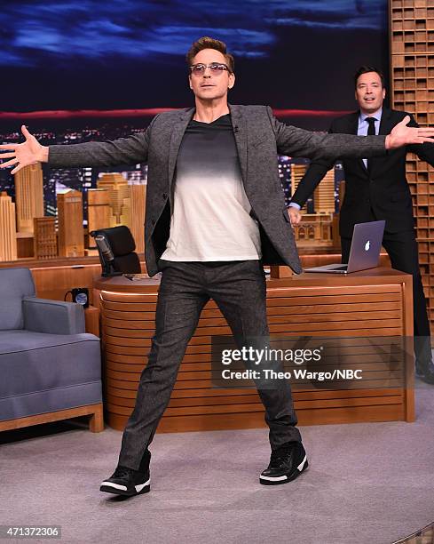 Robert Downey Jr. Visits "The Tonight Show Starring Jimmy Fallon" at Rockefeller Center on April 27, 2015 in New York City.