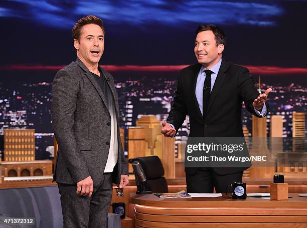 Robert Downey Jr. Visits "The Tonight Show Starring Jimmy Fallon" at Rockefeller Center on April 27, 2015 in New York City.