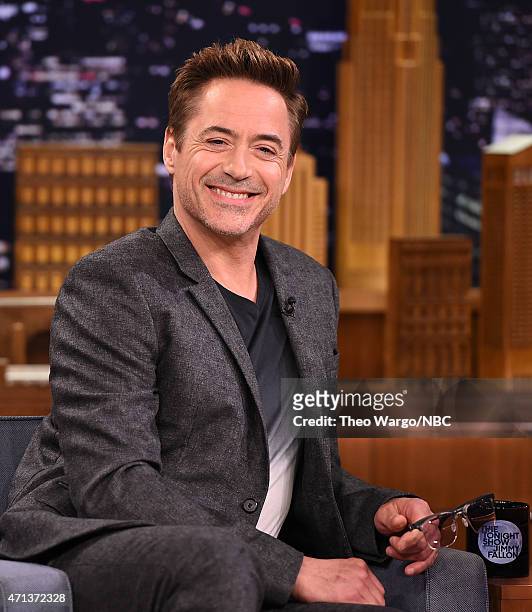Robert Downey Jr. Visits "The Tonight Show Starring Jimmy Fallon" at Rockefeller Center on April 27, 2015 in New York City.